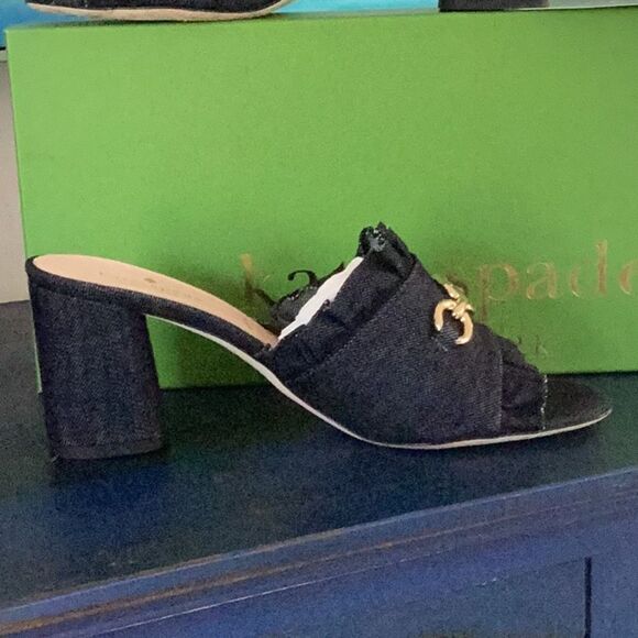 KATE SPADE DEMMI BLUE INDIGO DENIM SANDAL SHOES WITH BOX SIZE 8M - Picture 6 of 11